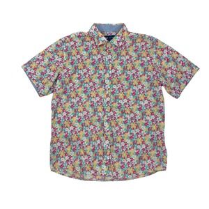 Charleston Threads Shirt XXL Button Down Retro Print Short Sleeve Casual